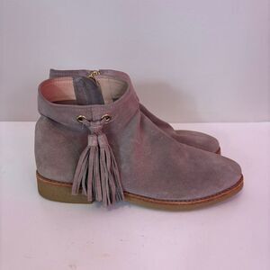 Kate Spade Tan Leather‎ Suede Tassel Side Ankle Booties Size 7.5